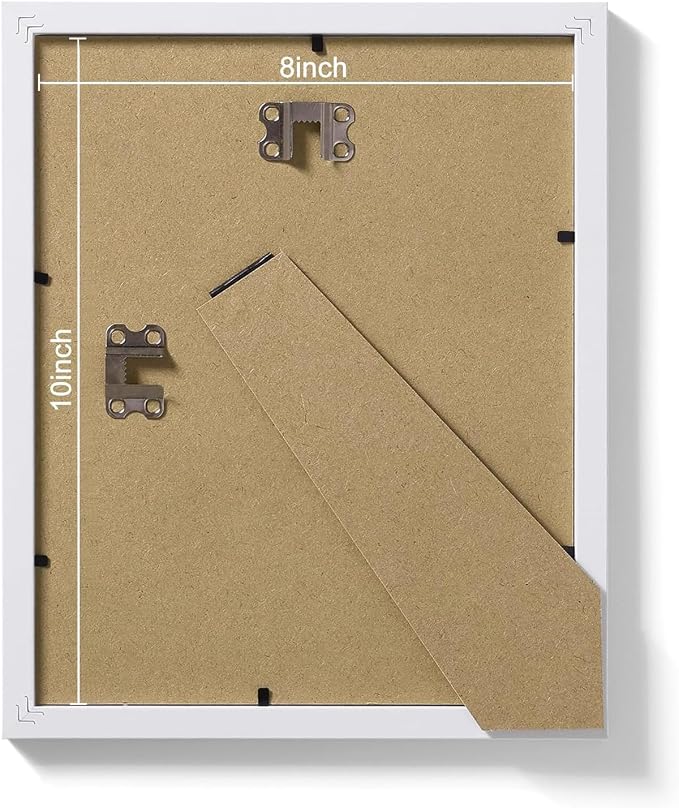 Vittanly 8x10 Picture Frames Set of 9 for Wall or Tabletop Display, White | Display Pictures 5x7 with Mat or 8x10 without Mat, Small Photo Frames, Engineered Wood with Shatter Resistant Plexiglass