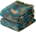 Boho Throw Blanket for Bed 100% Cotton Bohemian Blankets Ultra Soft Woven Muslin Decorative Blankets All Seasons Vintage Quilt Knitted Blanket for Sofa Chair(Blue, 50"x60")
