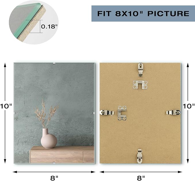 Golden State Art, 8x10 Glass Clip Picture Frame 3 Pack