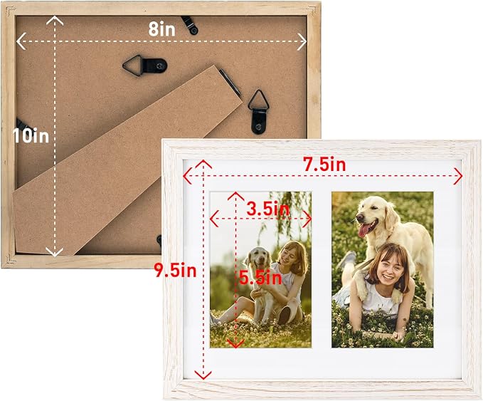 Golden State Art Collage Frame 8x10 for 2 4x6 Photos Wood Distressed White