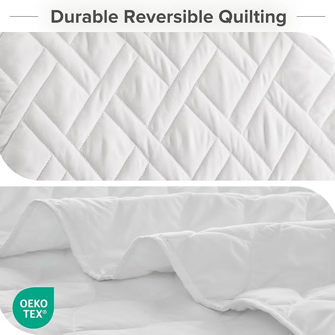 Comfort Spaces Kienna Twin Quilt Bedding Set 2P, 66"x 90" White Diamond | Soft Cozy Lightweight Summer Twin XL Coverlet for College Dorm, Quilted Extra Layer, Modern Casual Bedroom Decor, OEKO-TEX