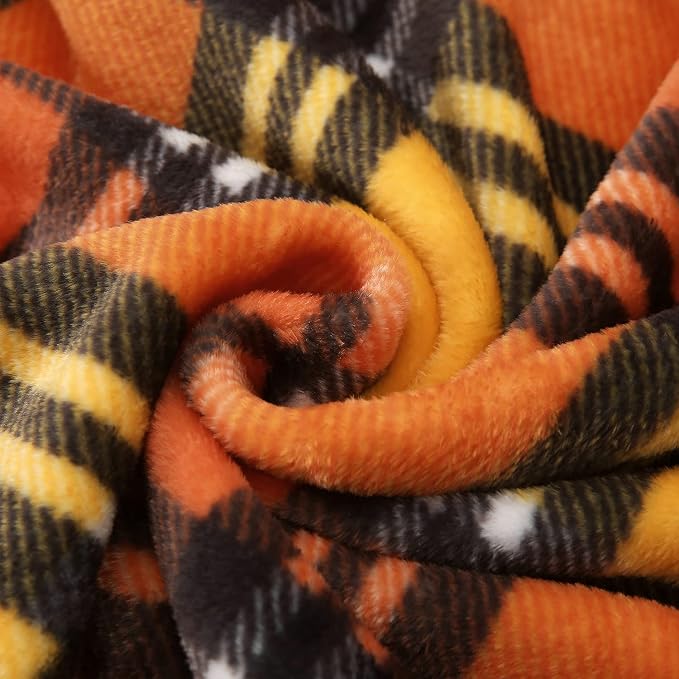 MERRYLIFE Harvest Orange Plaid Throw Blanket for Couch Bed Sofa 50" 60" | Grid Pattern, Ultra-Plush Soft, Decorative Colorful Travel Blanket, farmhouse, Gift Choice, Home Pet Use