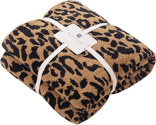 MH MYLUNE HOME Ultra Soft Leopard Throw Blanket Plush, Brown, 71"x78" | Reversible Cheetah Print Blanket, Comfy Fluffy Fuzzy Plush Blanket Throws for Couch Bed, Cozy Blankets for Women Gift