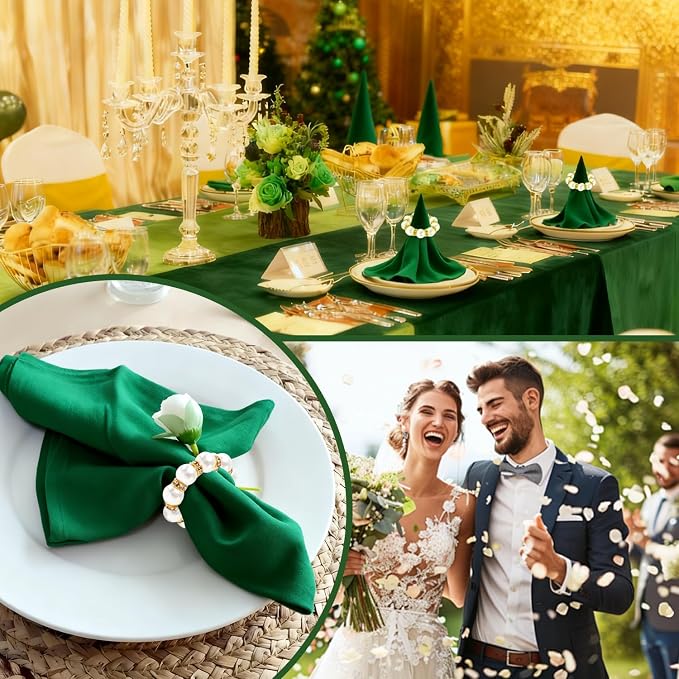 200 Pcs Pearl Napkin Rings, Exquisite Gold Napkin Rings Bulk, Suitable for Table Decorations for Weddings, Family Parties, Engagements, Christmas, and Other Occasions