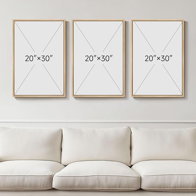 Framed Black and White Neutral Abstract Wall Art for Living Room, 3 Piece | Large Boho Canvas Prints, Minimalist Artwork for Walls, Geometric Pictures, Hallway Office Paintings Wall Decor 30x60 Inch