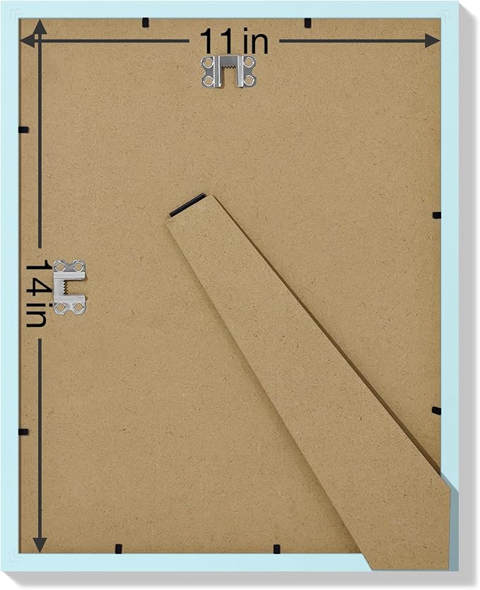 Vittanly 11x14 Picture Frames Set of 9 for Wall Mounting, Light Blue | Display Pictures 8x10 with Mat or 11x14 without Mat, Engineered Wood with Shatter Resistant Plexiglass, Gallery Photo Frames