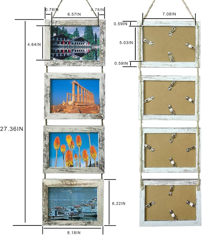 SESEAT Wall Hanging 5x7 Picture Frames Collage with Distressed White Frames,2 Packs