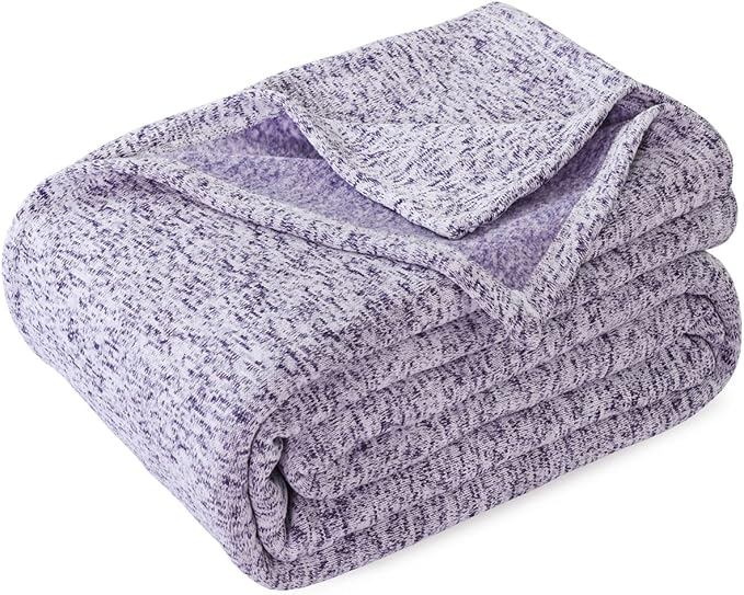 KAWAHOME Summer Sweatshirt Throw Blanket for Bed Lightweight Soft Thin | Breathable Jersey Blankets for Hot Sleepers in Air-Conditioned Room, Home Decor Holiday Gift, 50 X 60 Inches, Heather Purple
