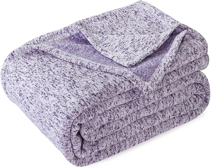 KAWAHOME Summer Sweatshirt King Size Blanket for Bed Lightweight Soft Thin | Breathable Jersey Blankets for Hot Sleepers in Air-Conditioned Room, Home Decor Holiday Gift, 108 X 90 Inches, Heather Purple