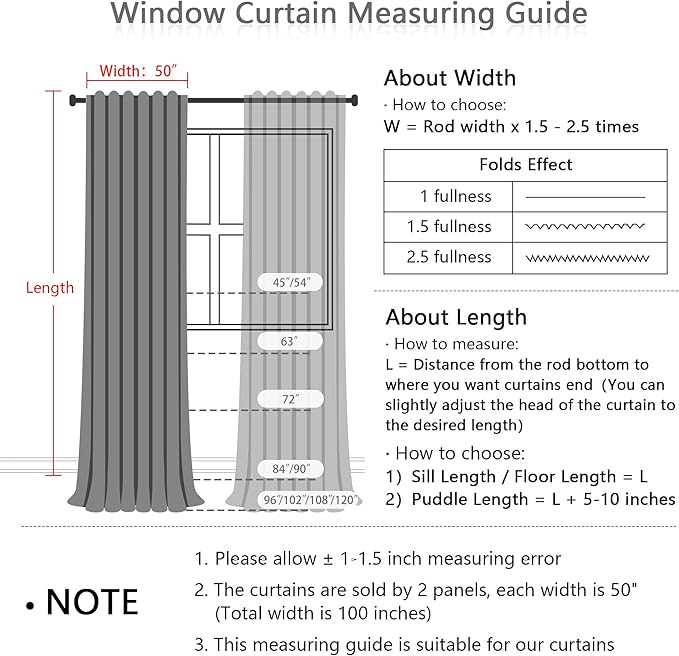 MYSKY HOME Dark Brown Curtains 96 Inches Long for Living Room Sliding Glass Door Semi Sheer Drapes Light Filtering Window Treatments Soft Farmhouse Style Privacy Protect Back Tab, 50" x 96", 2 Panels