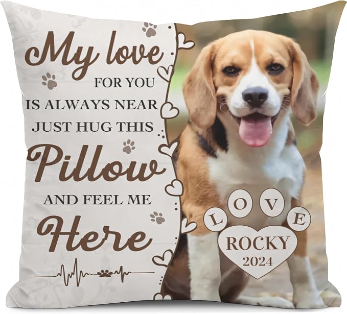 Alienc Personalized Pet Memorial Gifts for Dogs Cats, Custom Pet Memorial Throw Pillow Cover (Optional Pillow Insert), Loss of Dog Sympathy Gift