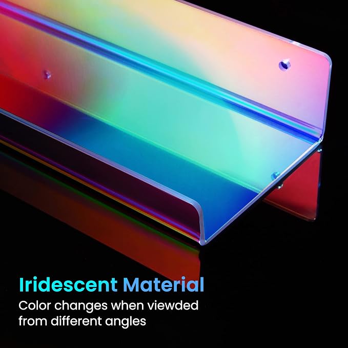 upsimples 4 Pcs 15" Iridescent Acrylic Shelves for Wall Decor and Display
