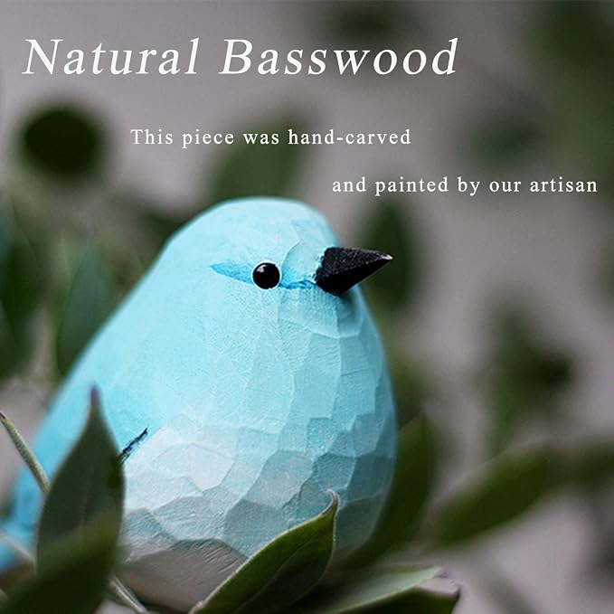 WEAUSUP Hand Carved Wooden Bird Figurine Gift for Bird Lovers