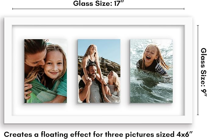 Americanflat 4x6 Floating Collage Picture Frame - Fits 3 - White