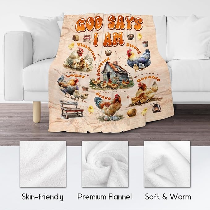 Chicken Throw Blanket, Gifts for Women & Kids - Warm Cozy Fleece, 40"x50"