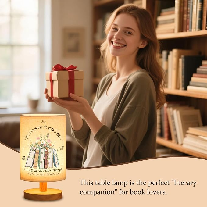 WSYEAR Book Lovers Gifts Table Lamp, Bookish Gifts for Books Lovers Women, Librarian Club Gift for Readers Bookworms Christmas Birthday Gifts for Women Readers