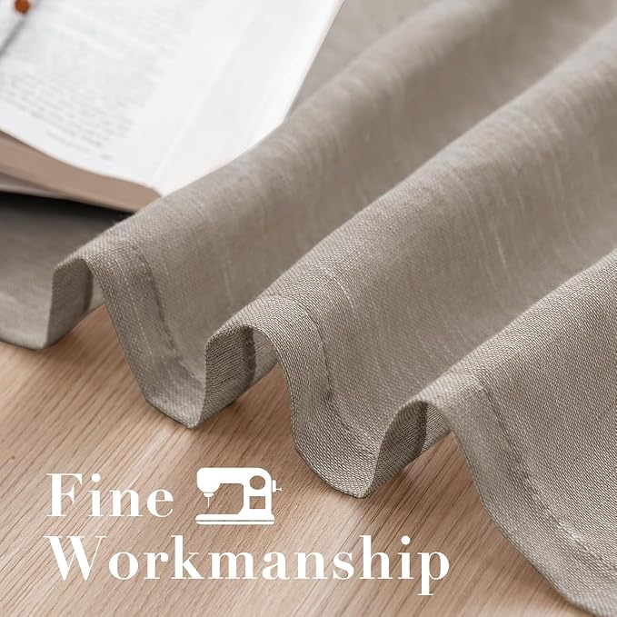 H.VERSAILTEX Linen Curtains Flax Linen Blended Curtain Panels for Living Room/Bedroom Semi Sheer Privacy Curtains 108 inch Length 2 Panels Set Nickel Grommet Window Drapes,Taupe