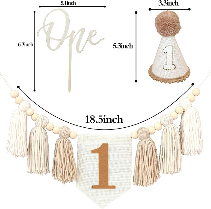 1st Birthday Decorations Boy First High Chair Banner One Year Old Decor