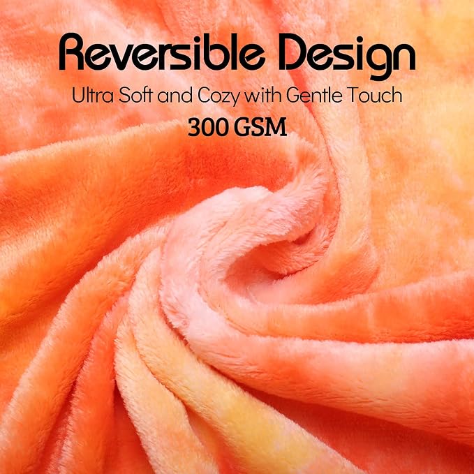 Ailemei Direct Rainbow Blanket, Pastel Tie Dye Design, Orange,60"x90" | Soft Cute Funny Decorative Flannel Throw Blankets, Fuzzy Fleece Bed Blankets for Teen Girl Adults Kid's Gift