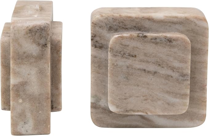 Bloomingville Heavy Duty Marble Bookends, Beige, Set of 2