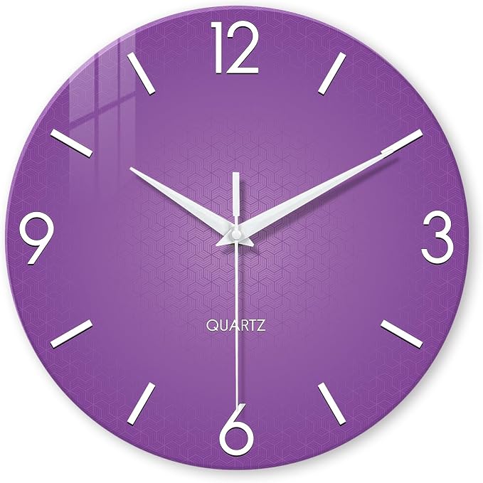XFM Large Purple Wall Clock for Women Girls Bedroom 20 Inch | Silent Non-Ticking Battery Operated Modern Simple Minimalist Decorative for Living Room Kitchen Home Office
