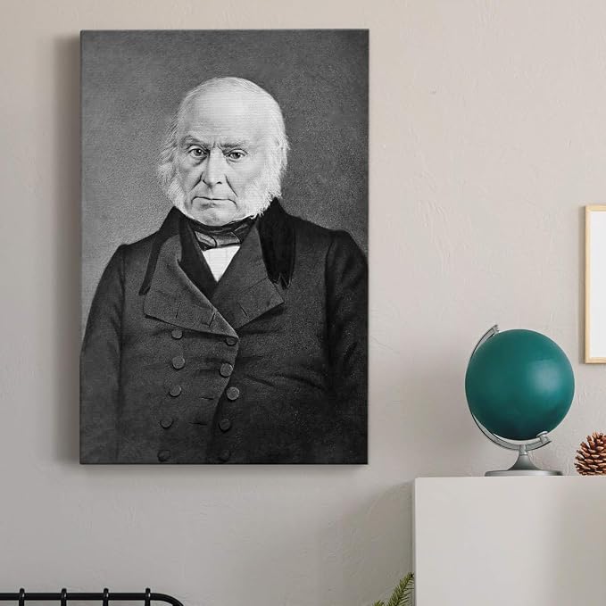 Renditions Gallery John Quincy Adams Presidental Portrait Wall Art, Premium Gallery Wrapped Canvas Decor, Ready to Hang, 36 in H x 24 in W, Made in America Print Artwork