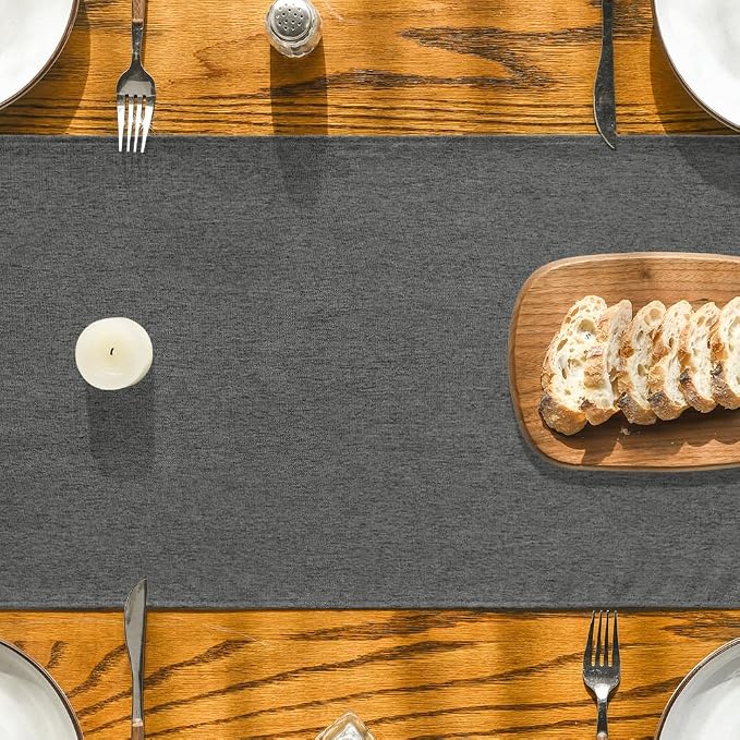 Artoid Mode Grey Table Runner, Seasonal Washable Kitchen Dining Table Decoration for Home Party Decor 13x72 Inch