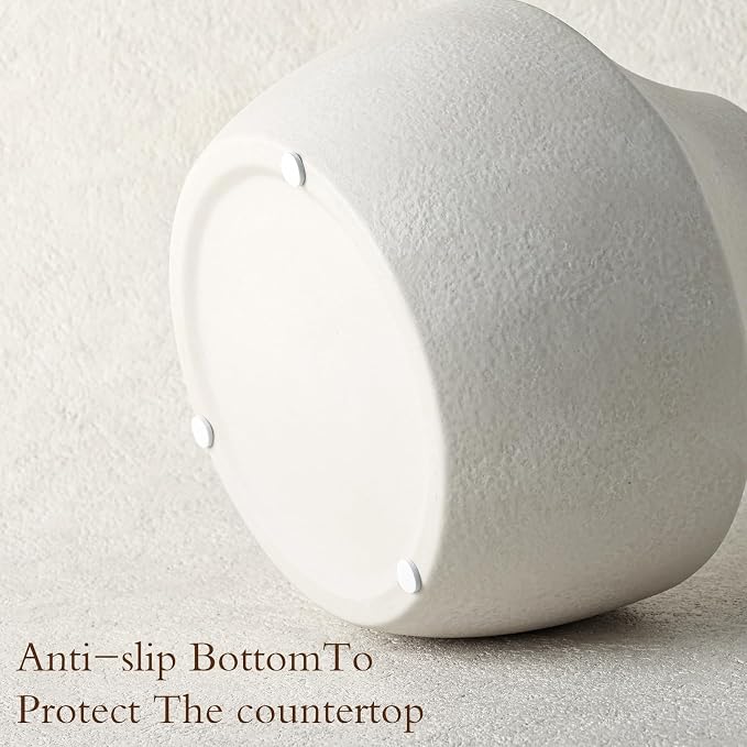 White Ceramic Flower Vase for Centerpieces, 5.2in Small Hydrangea Vase | Waterproof Pottery Vases for Flower, Hydrangeas, Home Decor, Living Room,Table Decorative, Handcrafted