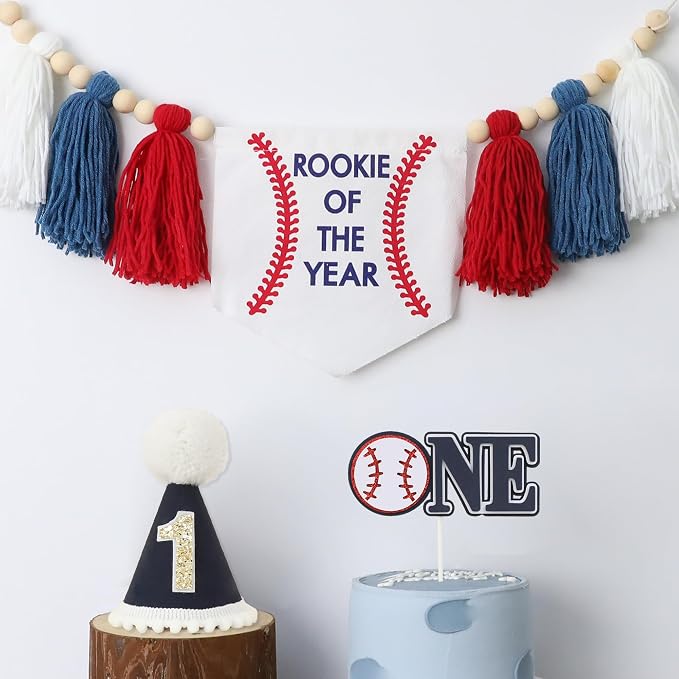 Rookie of The Year First Birthday Decorations for Boy One High Chair Banner