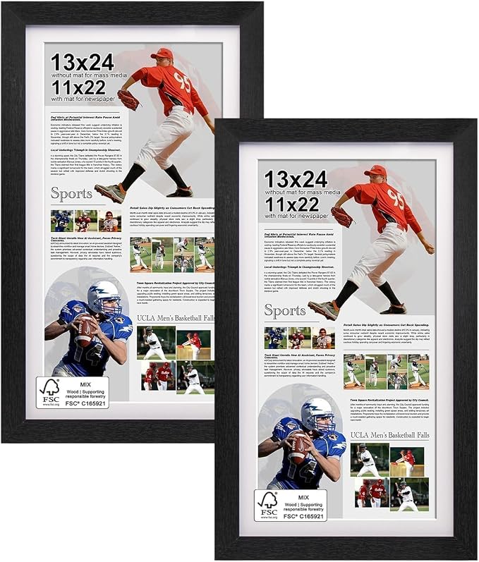 11x22 Up to 13x24 Newspaper Frame,Black,Engineered Wood,Plexiglass