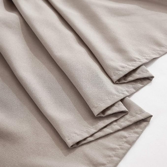 MEILA Wrap Around Elastic Bed Skirt for Queen & King Beds, 12" Drop, Taupe | Three-Side Adjustable Elastic Dust Ruffle, Ruffled Polyester Fabric, Easy to Install, Fade Resistant & Machine Washable