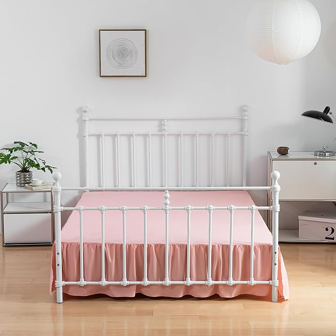 Bed Skirt Twin Size Ruffled Bed Skirts with Split Corners | 18 Inch Drop Dust Ruffle Bed Skirt with Platform, Twin Size, Peach