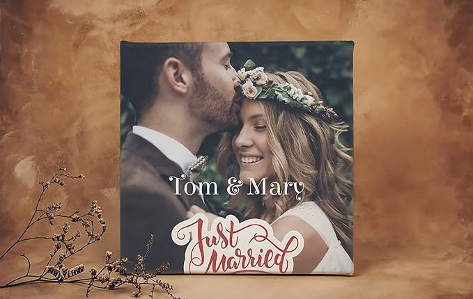Custom Canvas Prints with Your Photos, Personalized Wall Art, 11x14 Inch | Optional frame styles and sizes, meaningful keepsake gift for couples, wedding or anniversary, personalized home decor