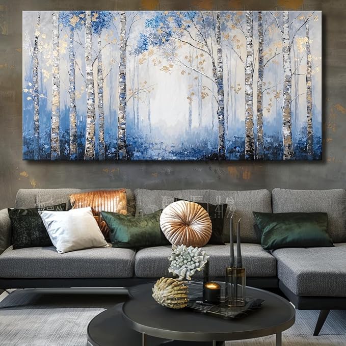 Large Forest Landscape Wall Art Framed Canvas Print for Living Room, Bedroom, Dining Room, Home Office Modern Nature Inspired Decor Ready to Hang for Wall Decoration - 20"x40"