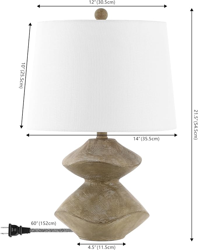 JONATHAN Y Laken 21.5" 2-Stack Cairn LED Table Lamp, Brown Wood Finish