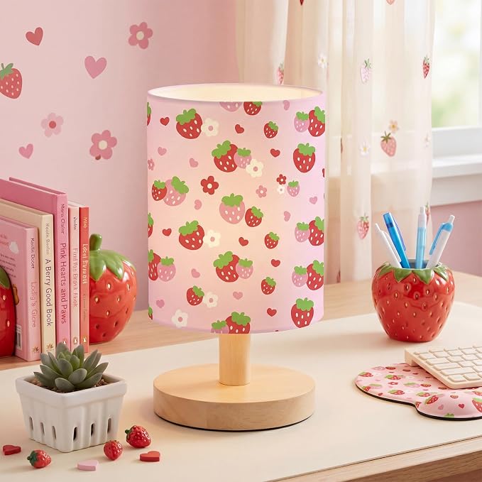 VIHOSE Strawberry Kids Table Lamp for Bedroom Kids Lamps for Girls Room