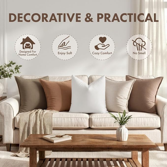 MIULEE 28x28 Inch Synthetic Down Alternative Euro Pillow Insert | Euro Decorative Throw Pillow 28 x 28 Inch Body Bed Sleeping Ultra Soft Fluffy Form for Sofa Couch Bed