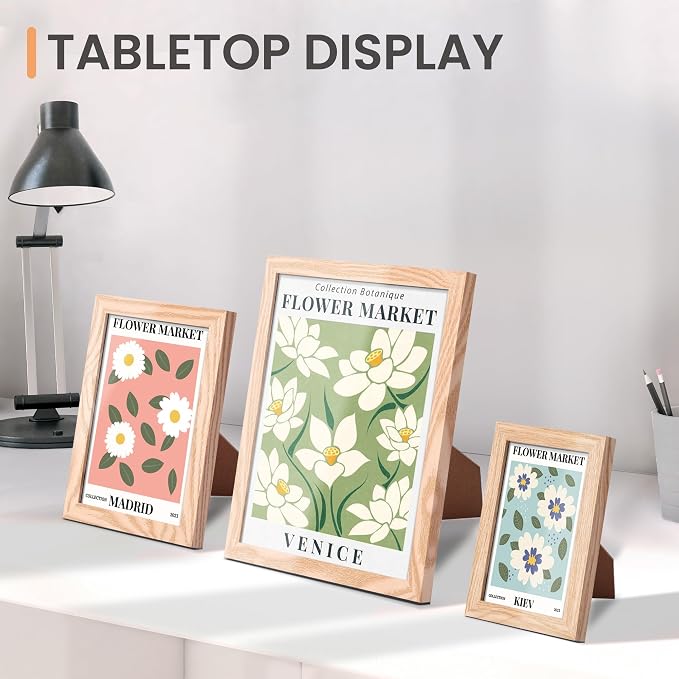 upsimples Picture Frames Set of 10, Including 8x10, 5x7, 4x6 Natural Frame | Multi Picture Frames Collage Wall Decor, Gallery Wall Frame Set, Gift For Christmas, Mothers' day, Wedding, Dorm, Living Room