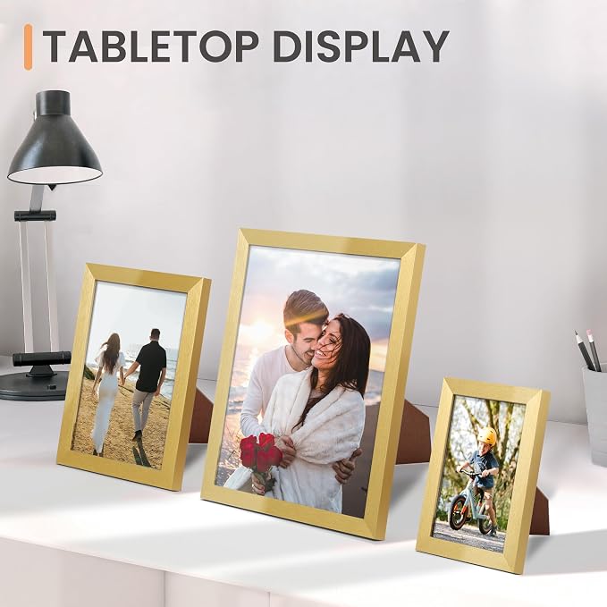 upsimples Picture Frames Set of 10, Including 8x10, 5x7, 4x6 Gold Frame | Multi Picture Frames Collage Wall Decor, Gallery Wall Frame Set, Gift For Christmas, Mothers' day, Wedding, Dorm, Living Room