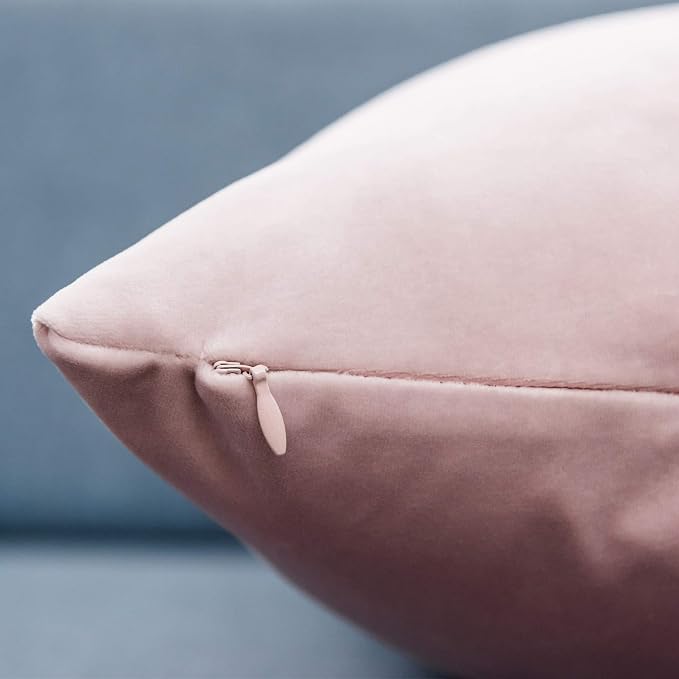 JUSPURBET 22x22 Decorative Velvet Throw Pillow Covers Set of 2,Pink
