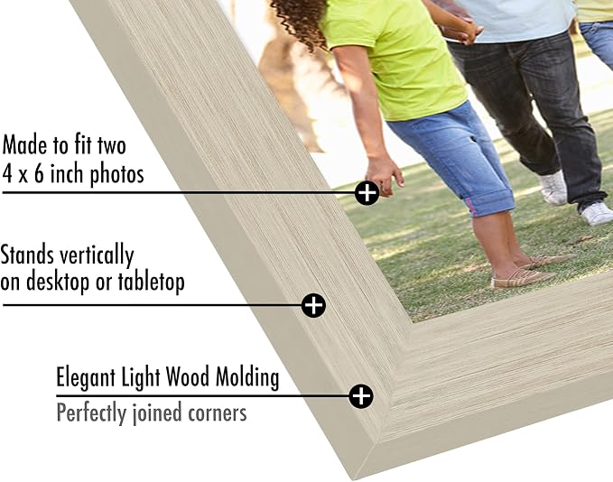 Americanflat 4x6 Double Picture Frame - Light Wood