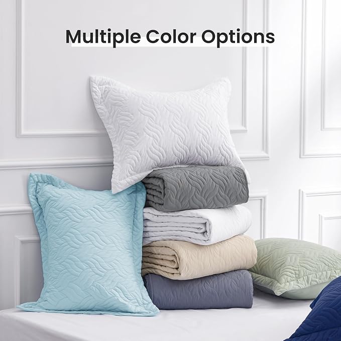 Love's cabin California King Size Quilt Bedding Set Light Blue Bedspread - Cal King Summer Lightweight Bedspread Comforter - Wave Pattern Coverlet for All Season - 3 Pieces (1 Quilt, 2 Pillow Shams)