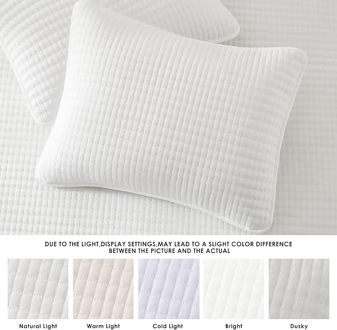 White Quilt Set Queen Size-Lightweight Bedspreads Queen Quilts Bedding Set | Soft Coverlet with 2 Pillow Shams for All Seasons, Suitable for Bed, Couch, 3 Pieces, 90"x94"