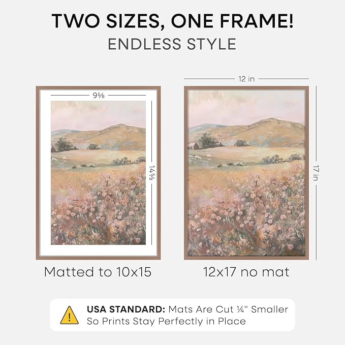 Homeforia 12x17 Mocha Picture Frame, High-End Metal, 10x15 Mat, Glass