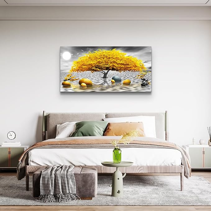 Wall decorations for living room Canvas Wall Art for bedroom Abstract wall decor Black and white Canvas Art Yellow tree paintings bathroom Home Decoration Hang Pictures Office large Wall Artworks