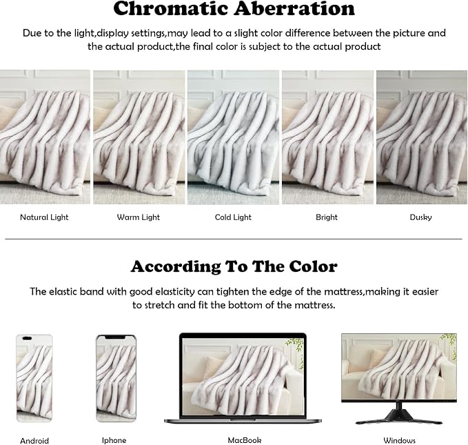 NEWCOSPLAY Faux Fur Thick Twin Blanket for Couch, Grey White, 60"x80" | Luxury Fluffy Thick Warm Blanket for Couch Sofa Bed 1000GSM, Soft Plush Cozy Decorative Throw, Gift for Women Men