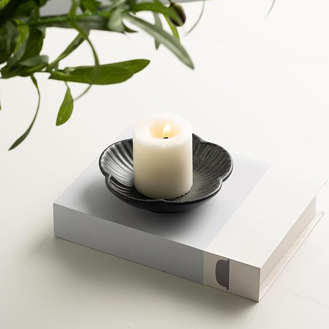 BEUNAIZER Ceramic Pillar Candle Holder Plate, Decorative Candlestick Holder