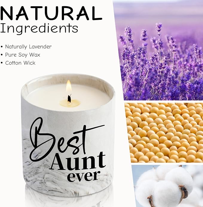 Aunt Gifts - 6 oz Lavender Best Aunt Ever Candle for Birthday, Christmas
