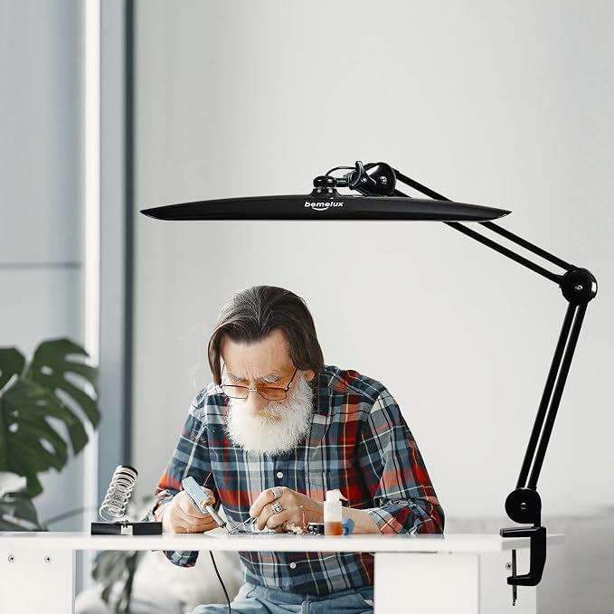20-Inch LED Desk Lamp with Clamp, 20W 2200LM, Black CCT