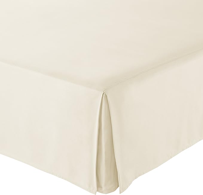 Amazon Basics Lightweight Pleated Dust Ruffle Bed Skirt, Wrinkle & Fade Resistant, Machine Washable, Full, Beige